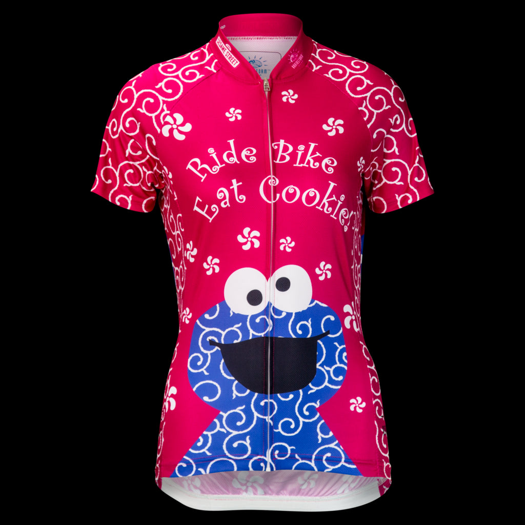 Sesame Street Cookie Monster Women's Pink Cycling Jersey (S, M, XL, 2XL)