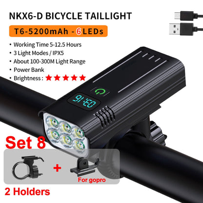 NATFIRE 5200mAh Bicycle Headlight with Digital Battery Indicator (USB Rechargeable)