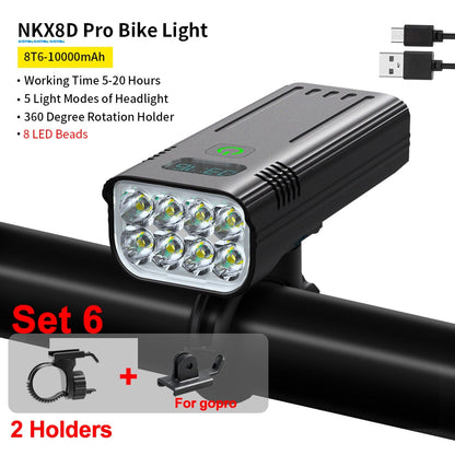 NATFIRE 10000mAh Bicycle Headlight with Digital Battery Indicator (USB Rechargeable)