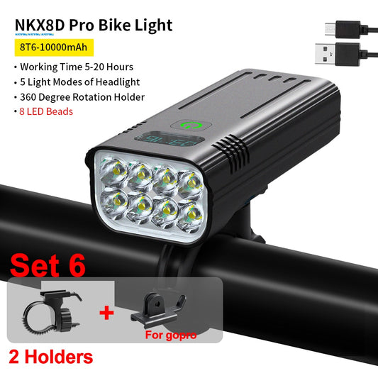 NATFIRE 10000mAh Bicycle Headlight with Digital Battery Indicator (USB Rechargeable)