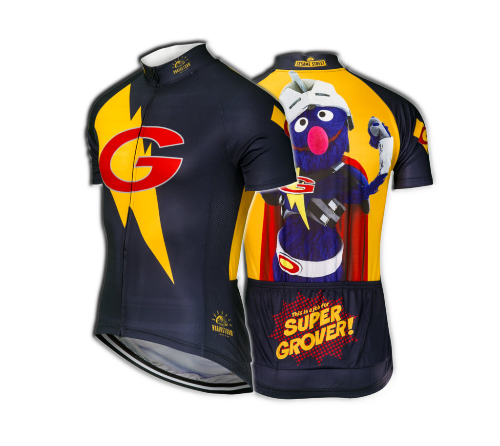 Sesame Street Super Grover Men's Cycling Jersey (S, M, 3XL)