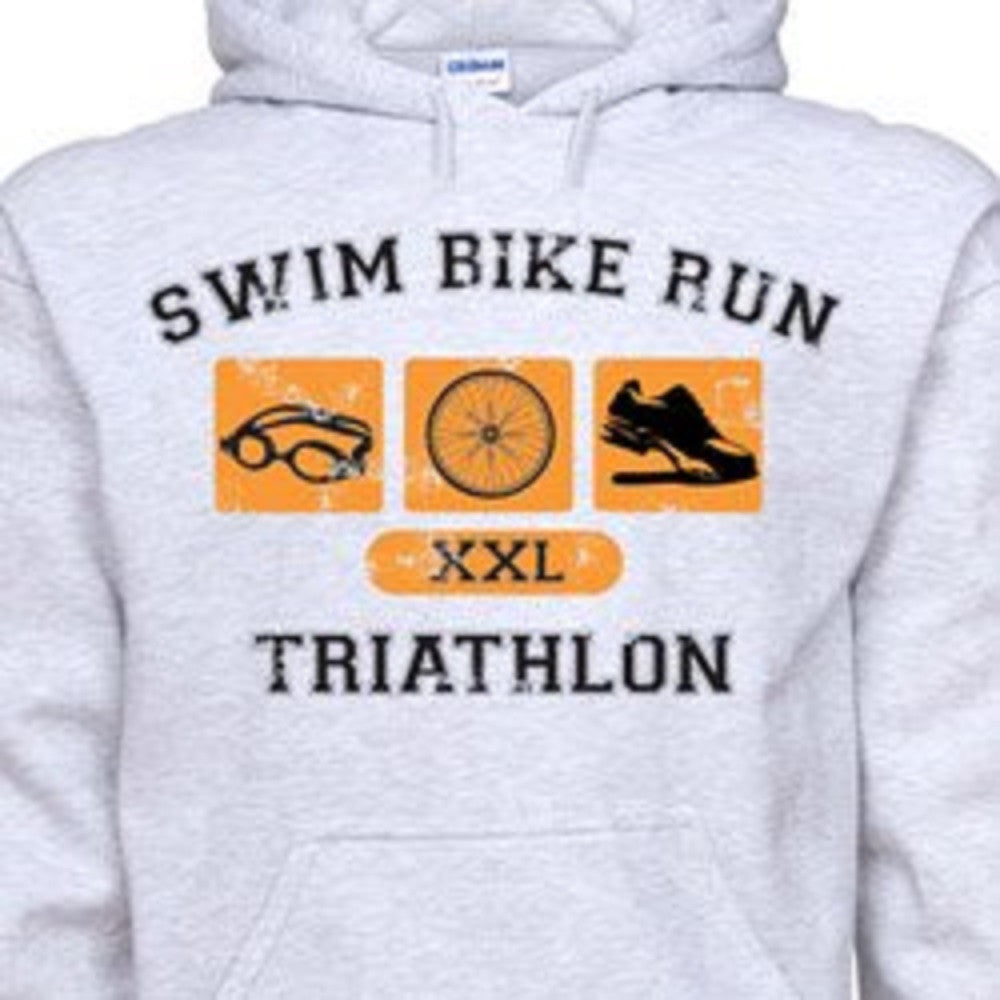 Swim Bike Run Triathlon Unisex Hoodie (M, XL, 2XL)