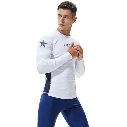 SEOBEAN TAUWELL Men's Long Sleeve Rash Guard Swimwear Surfing Shirt (Solid)