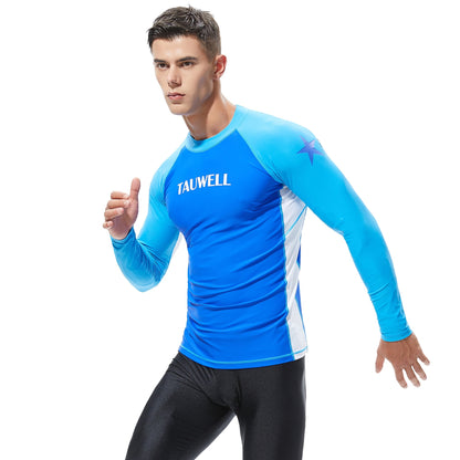 SEOBEAN TAUWELL Men's Long Sleeve Rash Guard Swimwear Surfing Shirt (Solid)
