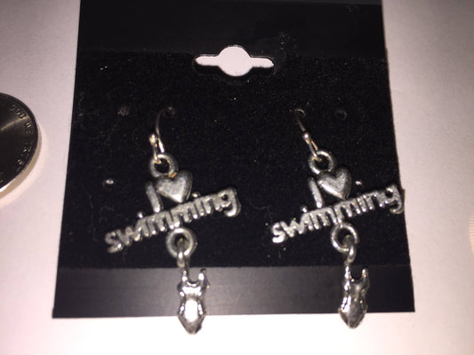 I love swimming earrings