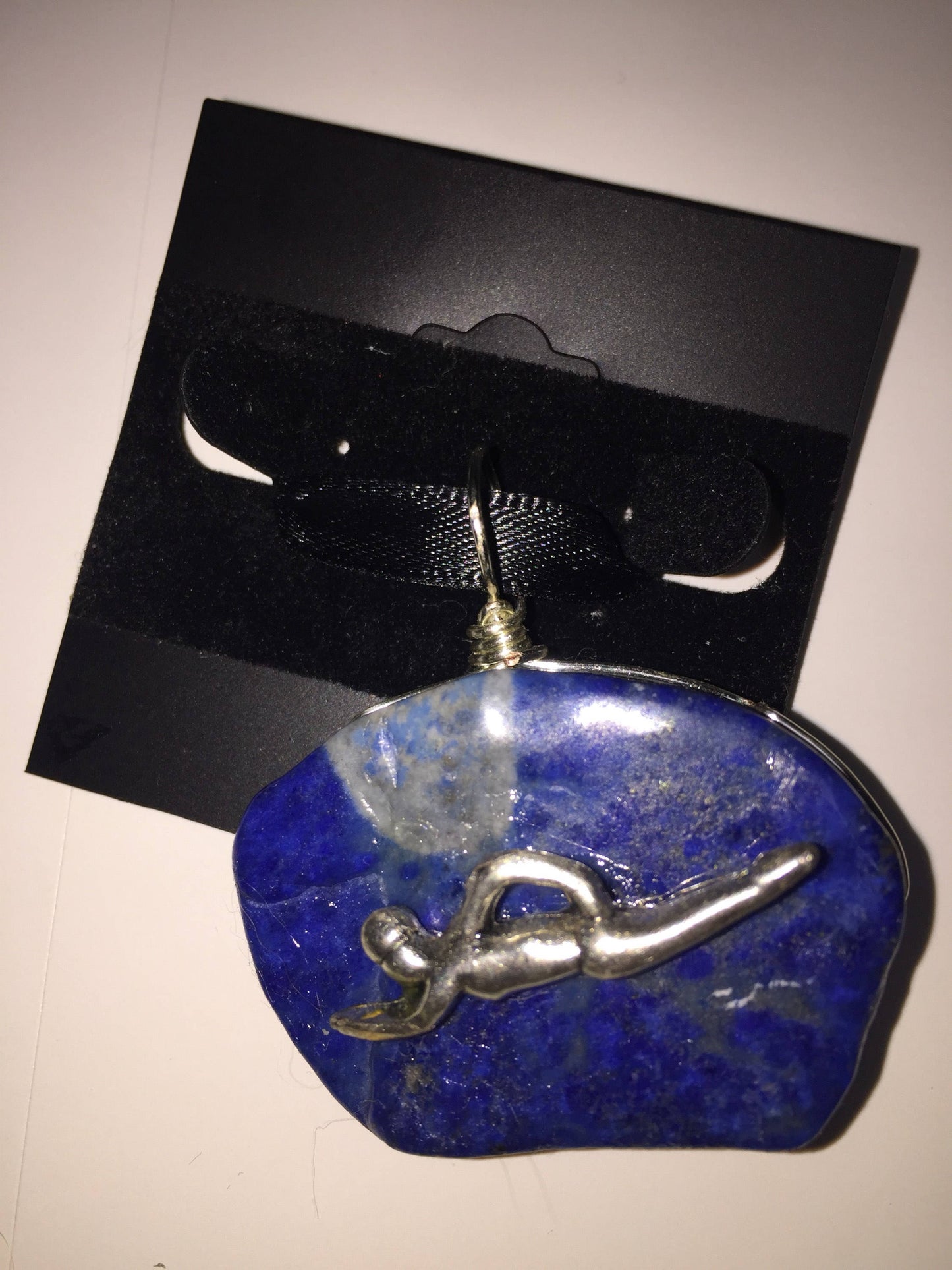 Blue Stone Pendant with Swimmer