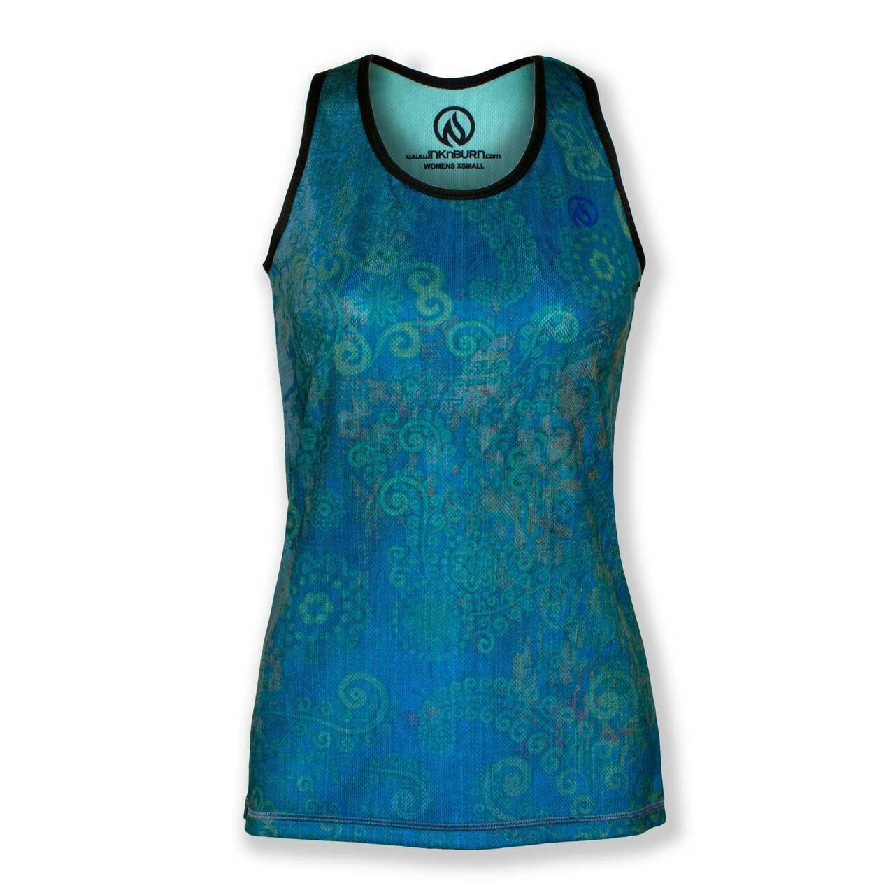 INKnBURN Women's Turquoise Paisley Singlet (XS)