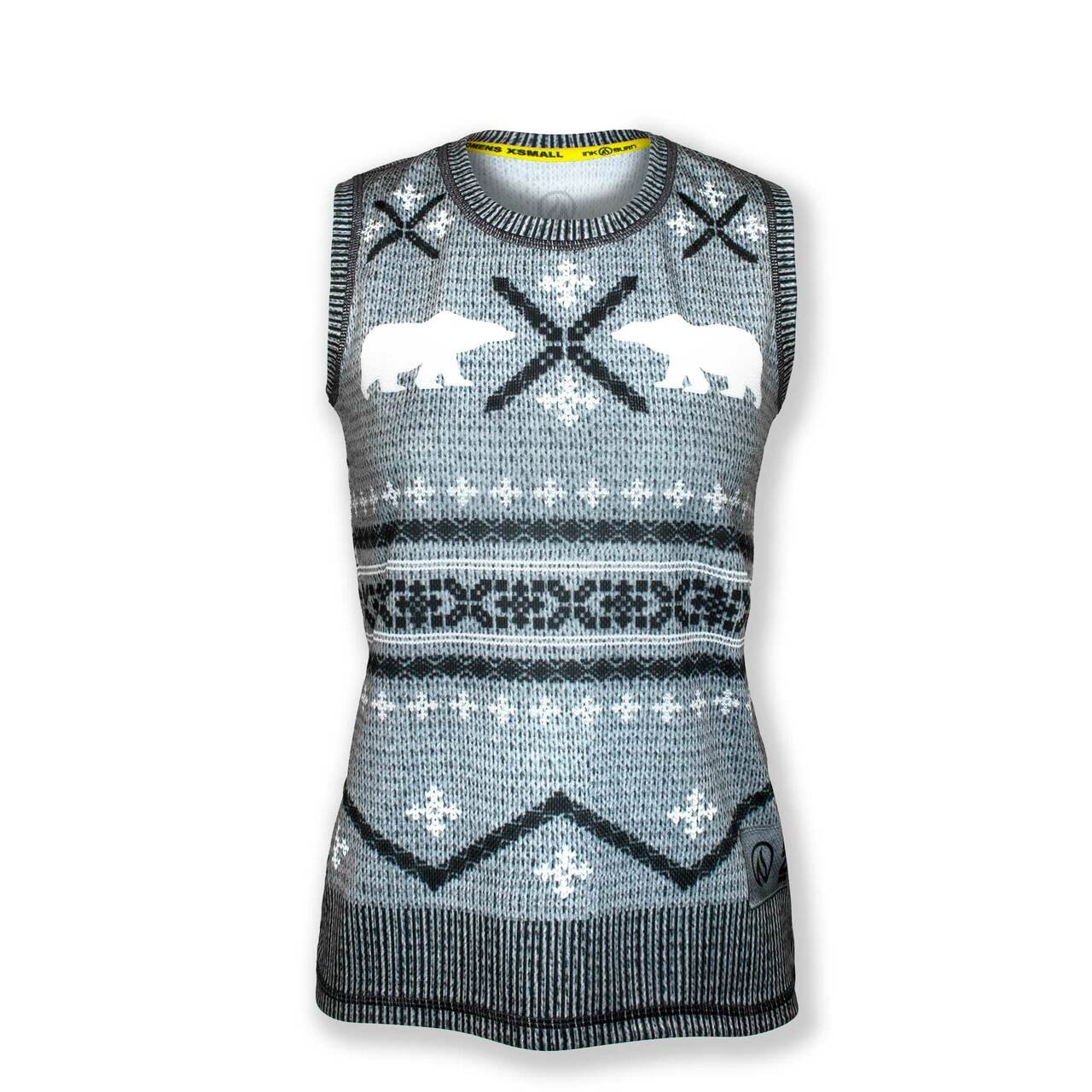 INKnBURN Women's Polar Bear Sleeveless Sweater Vest Tech Shirt (2XL)