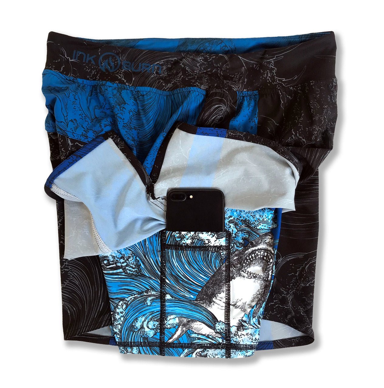 INKnBURN Men's Shark Running Shorts (Small)