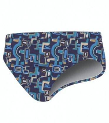 TS Swim Men's Swim Brief (Water Polo Cut) - Blue Geo Print (24, 26)