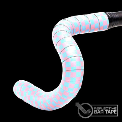 Serfas Reflective Bicycle Handlebar Tape - Blue/Pink Checkered - BT-REFBLPK
