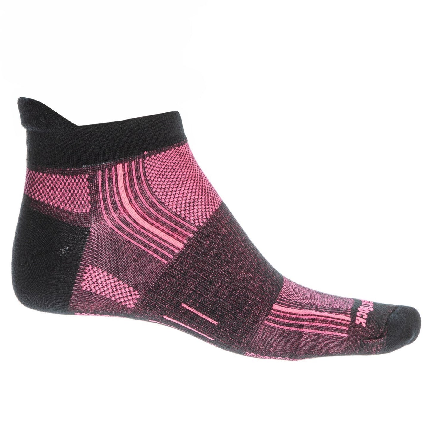 WrightSock Stride Tab Socks, Black/Pink, Large