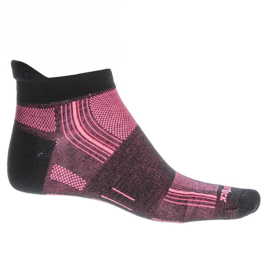 WrightSock Stride Tab Socks, Black/Pink, Large