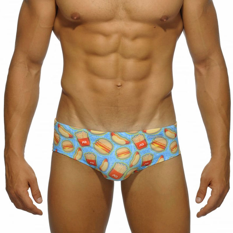 Burgers & Fries Men's Swim Brief (Light Blue) M, L, XL, 2XL