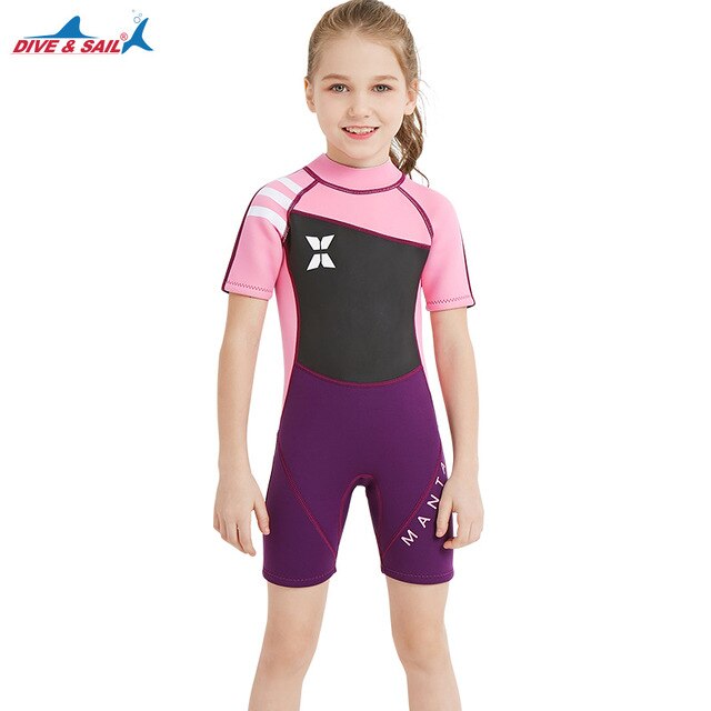 Dive&Sail Girls 2.5mm Short Sleeve Neoprene Wetsuit