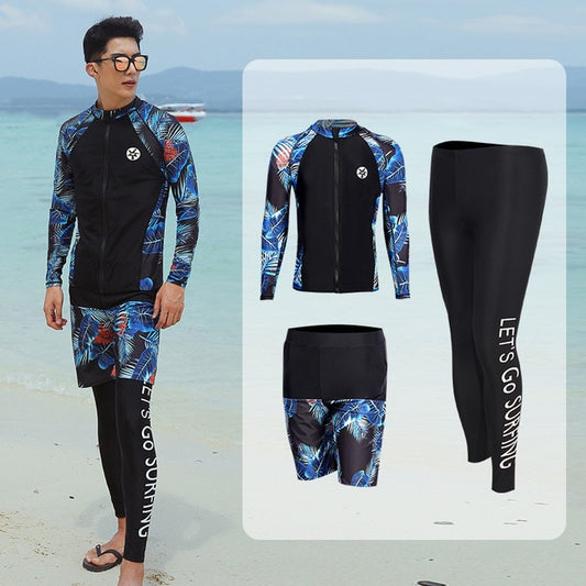 Men's Full Body Long Sleeve Swimwear Beachwear Surf Snorkel Dive Suit Set