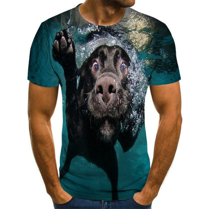 Black Lab Swimming 3D Print Men's T-Shirt