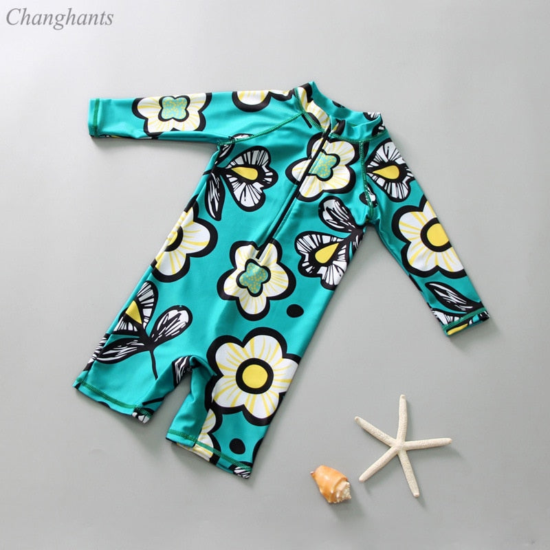 Changhants Kid's Flower Rashguard Swimsuit (1-6 years old)