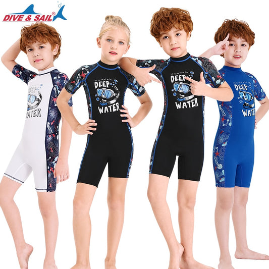 Kids Thermal Lycra Wetsuit / Swimsuit Shorty (with Back Zipper)