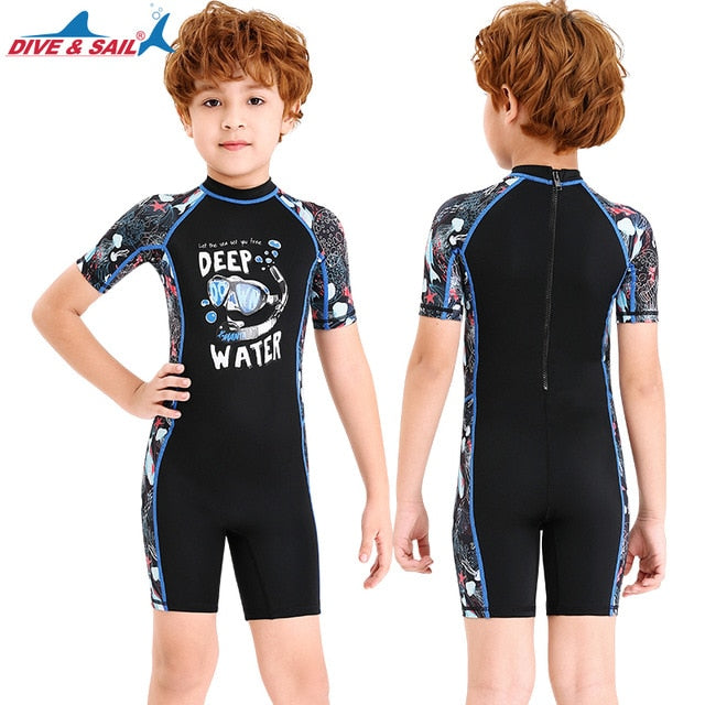 Kids Thermal Lycra Wetsuit / Swimsuit Shorty (with Back Zipper)