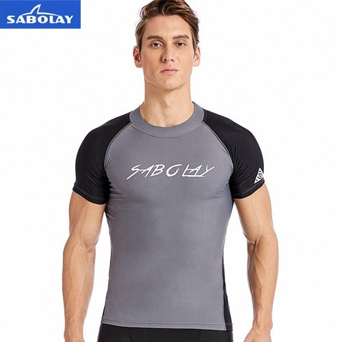 SABOLAY Mens Rashguard Swim Trunk Kit (Top and Bottom Options)