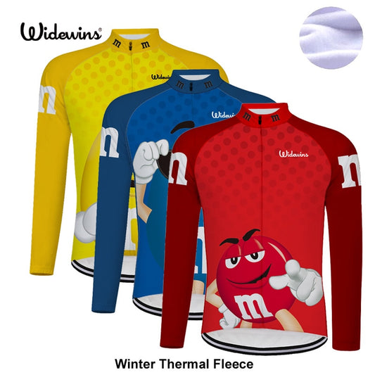 M&Ms Men's Winter Long Sleeved Warm Fleece Cycling Jersey