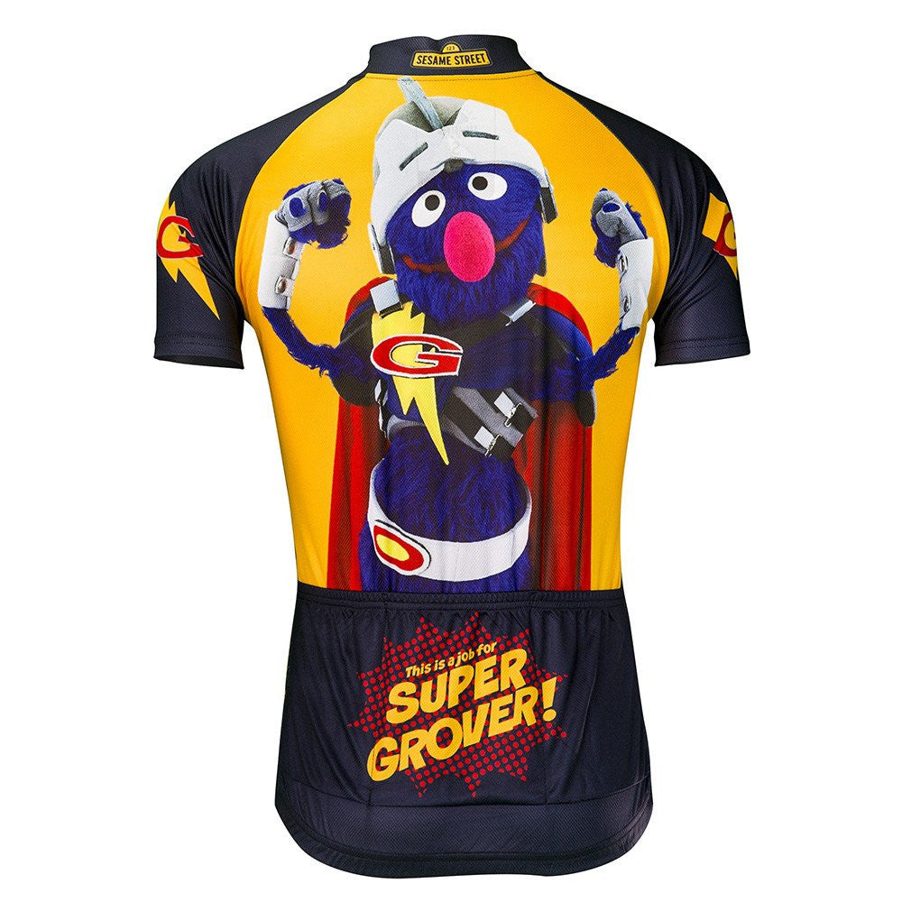Sesame Street Super Grover Men's Cycling Jersey (M, L, 3XL)