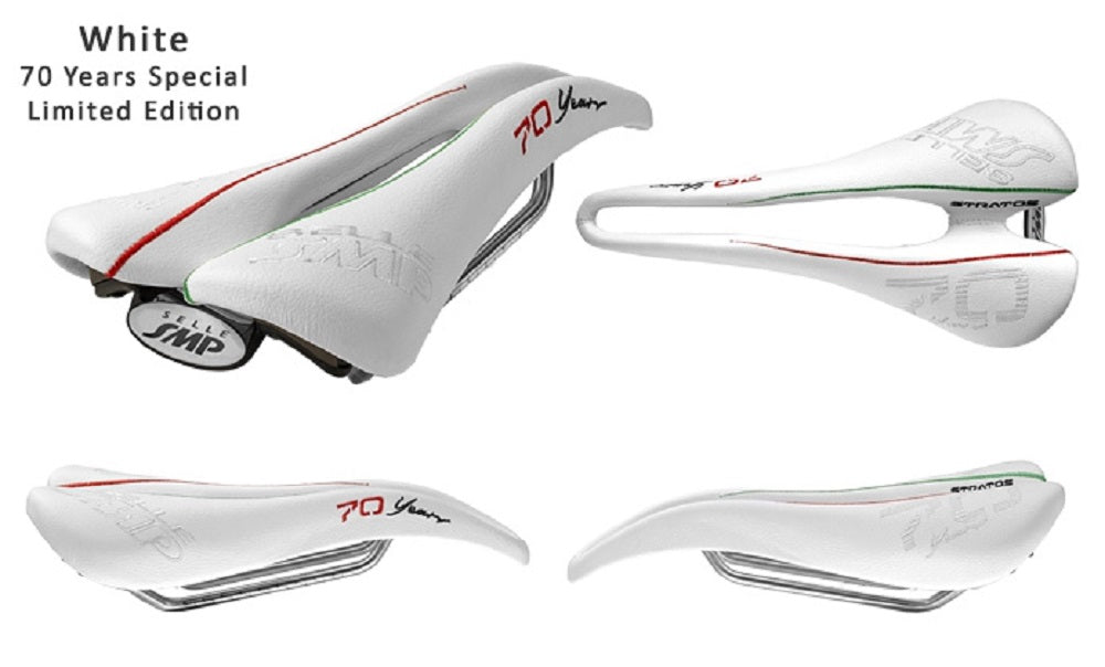 Selle SMP Stratos Pro Saddle with Steel Rails (70th Anniversary - White)