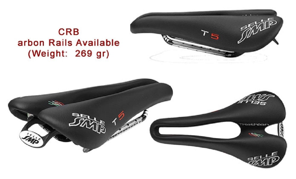 Selle SMP T5 Triathlon Bicycle Saddle with Steel Rails