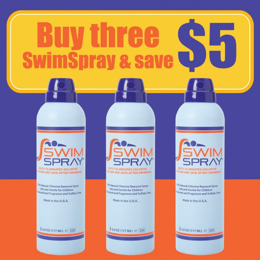 SwimSpray Natural Chlorine Removal Spray for Hair & Body - 6 oz. Bottles (Pack of 3)
